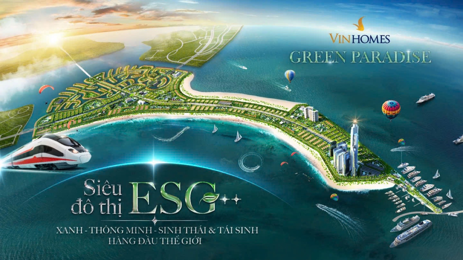 Vinhomes Green Paradise · Siêu đô thị ESG++ với VinSpeed, tháp 108 tầng và bến du thuyền